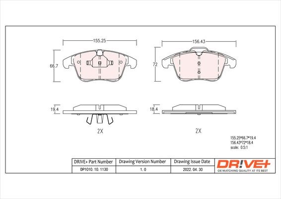 Передние тормозные колодки DP1010101130 Dr!ve+