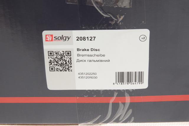 208127 Solgy Диск тормозной передний