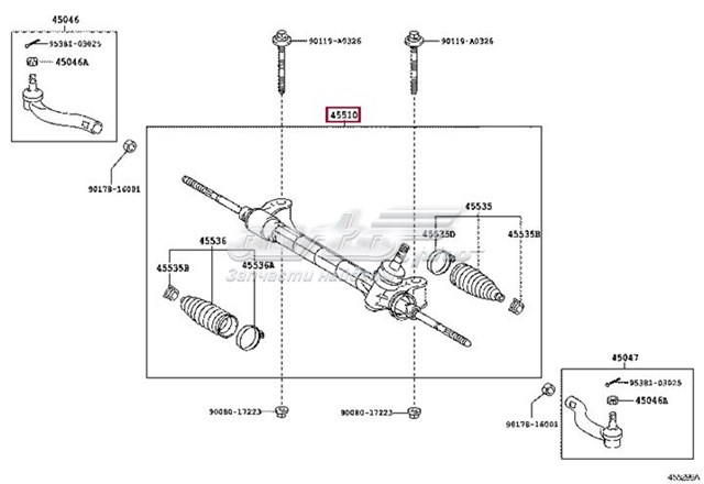 Рулевая рейка 455100R010 Toyota