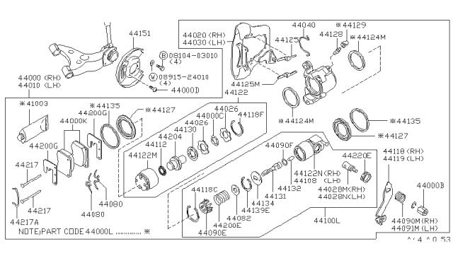 Направляюча супорту переднього 44140N9500 NISSAN