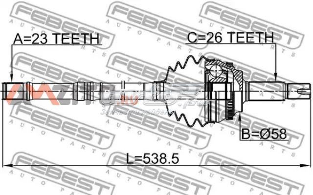 Шарнір різних кутових швидкостей передній лівий 0114ZZE120A48LH FEBEST