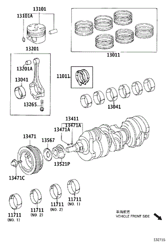 Комплект поршневих кілець, STD 1301120023 TOYOTA