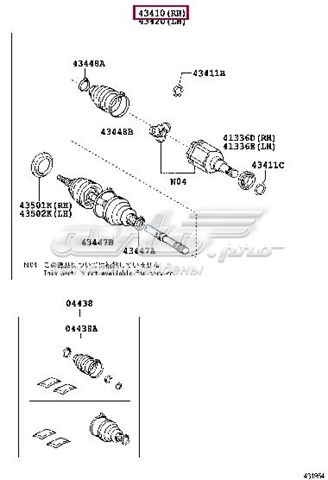 Піввісь (привід) передня 434300C020 TOYOTA