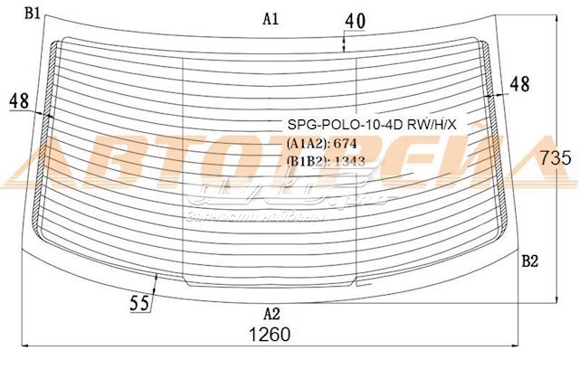 Vidro traseiro para Volkswagen Polo (602, 604, 612, 614)