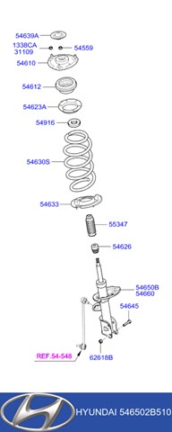 Амортизатор передній, лівий 546502B510 HYUNDAI