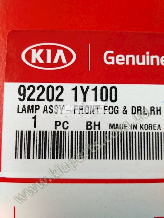 922021Y100 Hyundai/Kia luzes de nevoeiro direitas