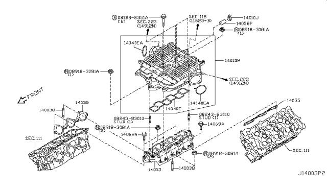 Прокладка впускного колектора, нижня 14032JK21A NISSAN