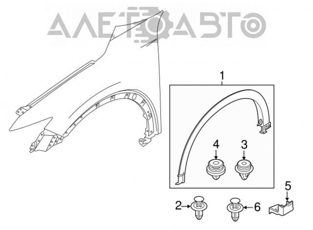 Молдинг передньої арки колеса, лівий KB7W51W30E8N MAZDA