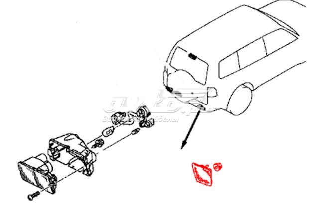 Правый катафот заднего бампера 8355A050 Mitsubishi