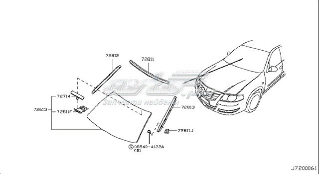 Moldura direita de pára-brisas para Nissan Almera (B10RS)