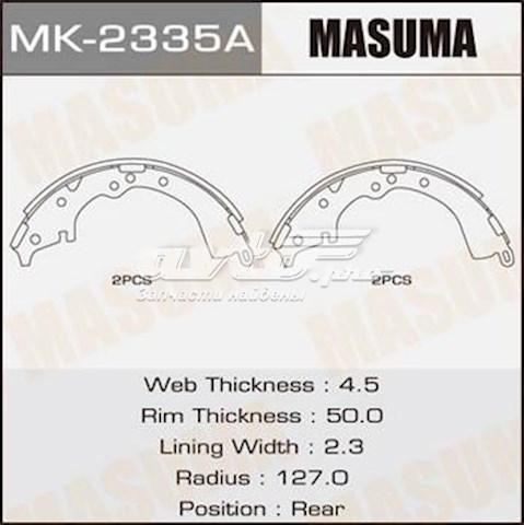 Колодки тормозные задние барабанные MASUMA MK2335A
