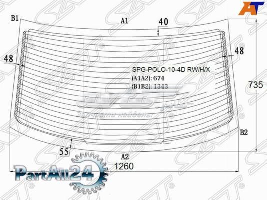 Vidro traseiro para Volkswagen Polo V RUS 602, 604, 612, 614