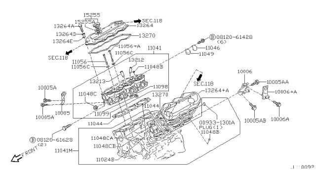 Болт головки блока циліндрів 1105631U10 NISSAN