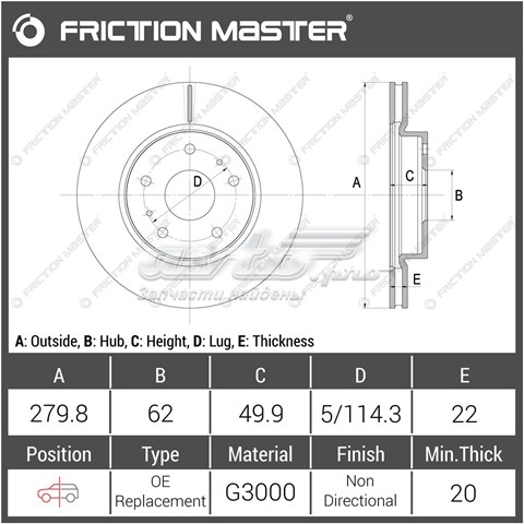 Тормоз дисковый передний Friction Master R1217 цена, от 34.21 USD