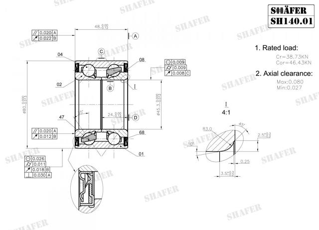 Подшипник задней ступицы SH14001 Shafer