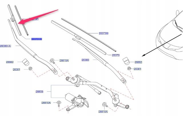 Щітка-двірник лобового скла, пасажирська 288901CA0A NISSAN