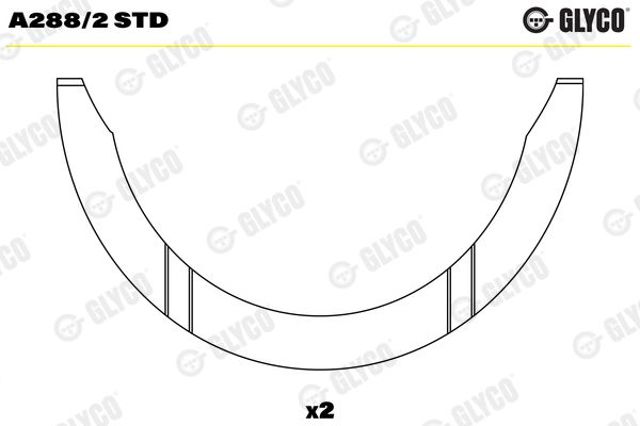 Полукольцо упорное (разбега) коленвала, STD, комплект A2882STD Glyco