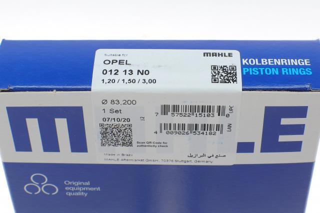 Комплект поршневых колец на 1 цилиндр, STD Mahle Original 01213N0