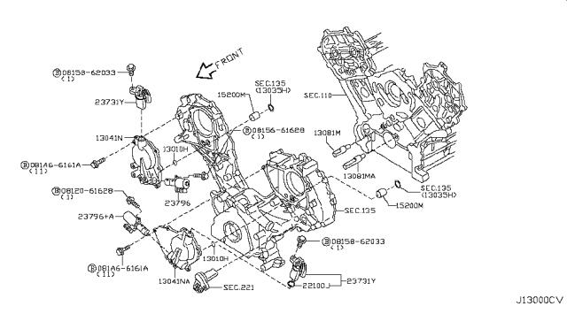 Junta del sensor de posición del árbol de levas 221314M505 NISSAN