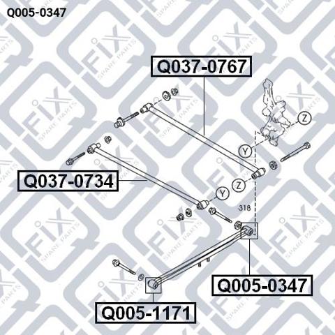 Купить Q0050347 Q-fix Сайлентблок заднего продольного рычага задний