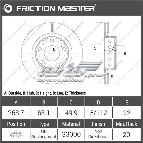 Передние тормозные колодки R1505 Friction Master