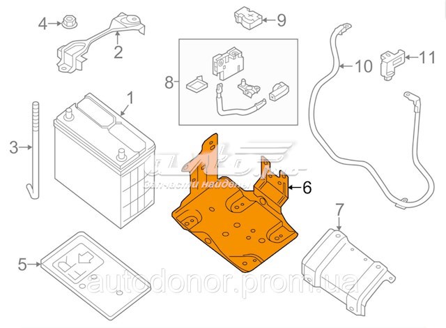 Кріплення / підставка акумулятора 648603NF0A NISSAN