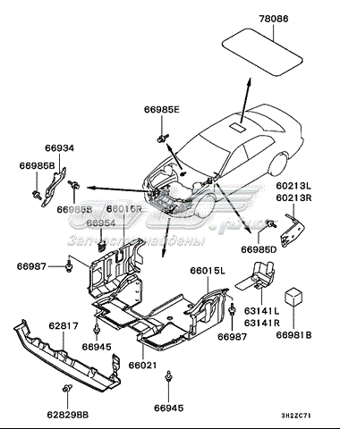 Защита двигателя левая MR280783 Mitsubishi