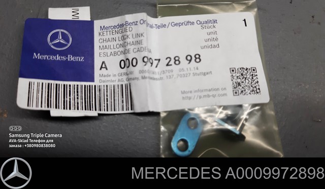Grillete de unión, cadena distribución A0009972898 MERCEDES