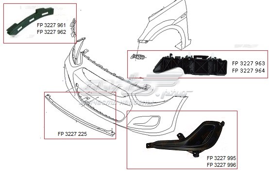 Кронштейн крепления бампера переднего левый FPS FP3227961 цена, от 3.51 USD