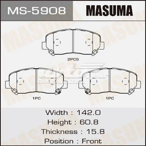 Колодки тормозные передние дисковые MASUMA MS5908