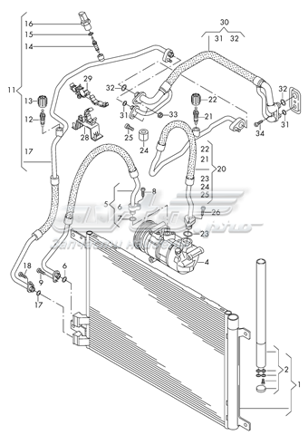 Tubería de baja / alta presión, aire acondicionado, de condensador a evaporador 5Q0820741C VAG