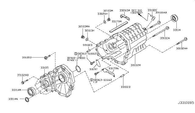 Сальник роздавальної коробки, первинного вала 33216CG01A NISSAN