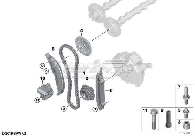 Ланцюг ГРМ, верхня 11318506869 BMW