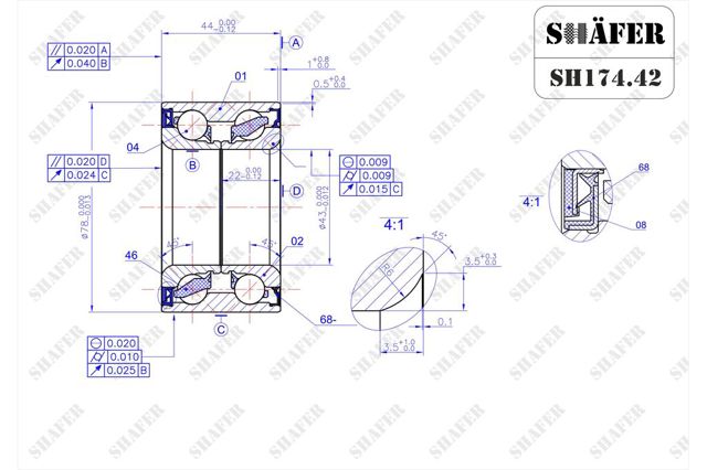 Комплект подшипника ступицы колеса Shafer SH17468 цена, от 14.81 USD