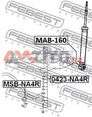 Сайлентблок амортизатора заднего FEBEST MAB160