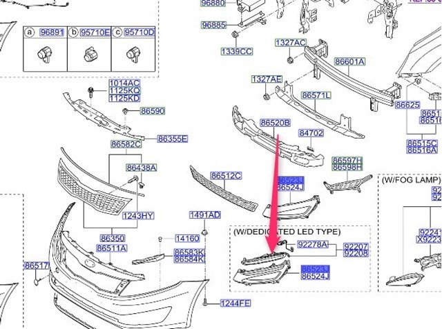Заглушка (решетка) противотуманных фар бампера переднего левая 865512T020 Hyundai/Kia