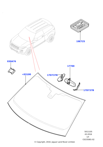 LR041834 Land Rover Автостекло