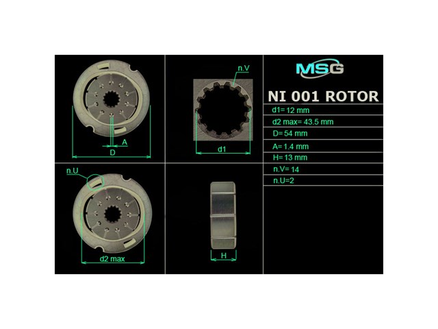 NI001ROTOR MSG Ротор насоса ГУР