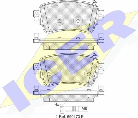 Купить 182294 Icer Колодки тормозные задние, дисковые