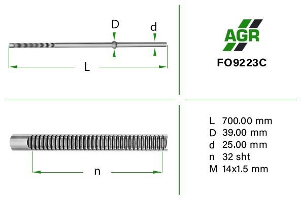 FO9223C AGR veio (haste da cremalheira da direção)