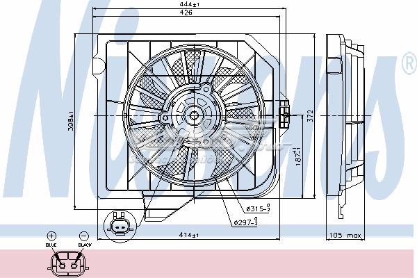 Ventilador (rodete +motor) refrigeración del motor con electromotor derecho 85090 NISSENS
