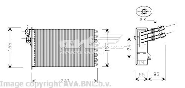 Радиатор печки (отопителя) AVA VW6173