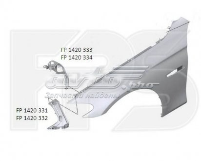 Soporte para guardabarros delantero, derecho superior FP1420334 FPS