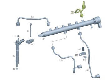 Трубка топливная форсунки 2-го цилиндра Mercedes A6560705400