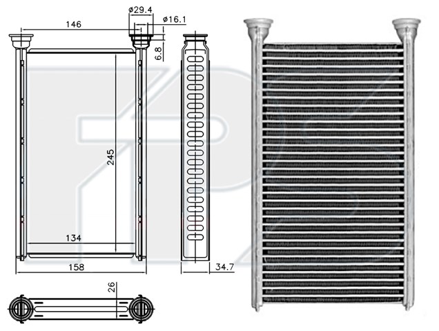 707209 Nissens radiador de forno (de aquecedor)