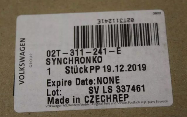 Cubo sincronizador 5 marcha 02T311241E VAG