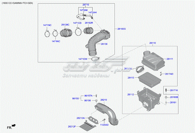 Корпус воздушного фильтра 28110M6100 Hyundai/Kia