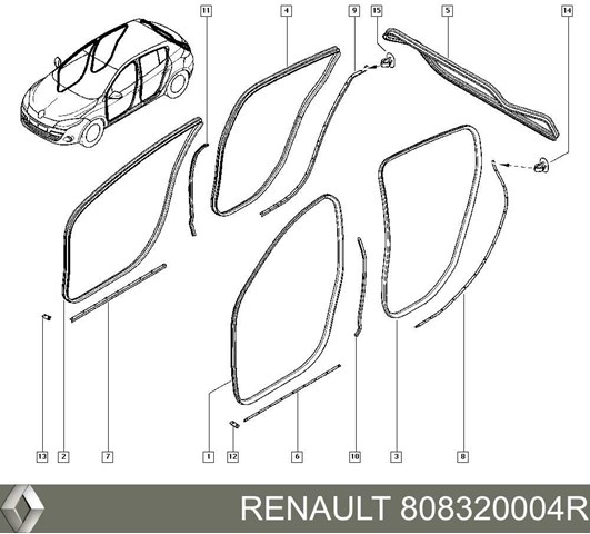 Compactador da porta dianteira (na carroçaria) para Renault Megane (KZ0)