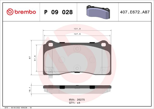 1689800780 Peugeot/Citroen sapatas do freio dianteiras de disco