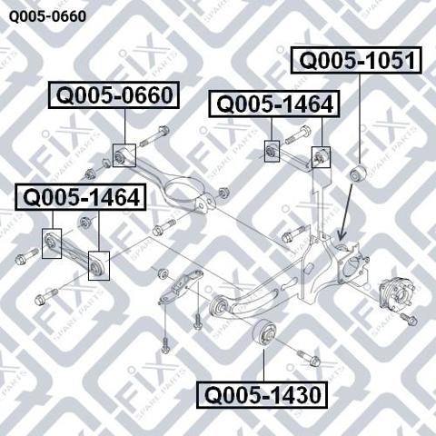 Внутренний сайлентблок заднего поперечного рычага Q-fix Q0050660 цена, от 7.33 USD